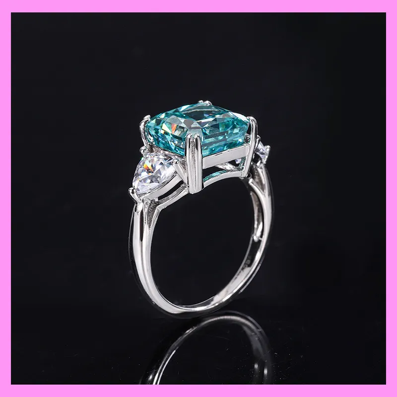 【1-01.20#】5CT  Four Claws Inlaid  princess pure cut ring for female fashion daily engagement wedding anniversary birthday present