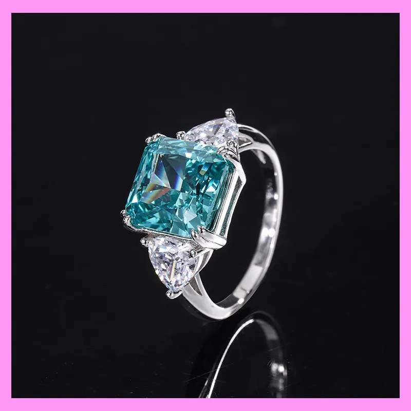 【1-01.20#】5CT  Four Claws Inlaid  princess pure cut ring for female fashion daily engagement wedding anniversary birthday present