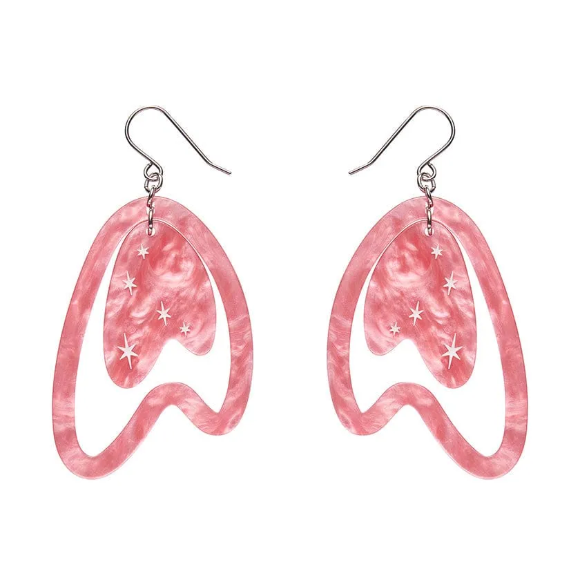 Atomic Boomerang Drop Earrings - Pink