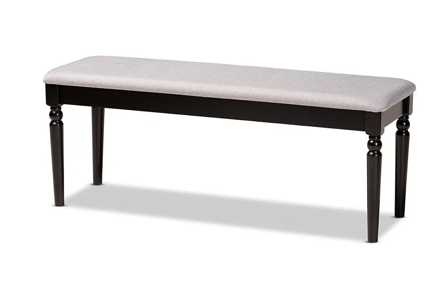 Baxton Studio Giovanni Modern and Contemporary Grey Fabric Upholstered and Dark Brown Finished Wood Dining Bench