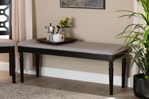 Baxton Studio Giovanni Modern and Contemporary Grey Fabric Upholstered and Dark Brown Finished Wood Dining Bench