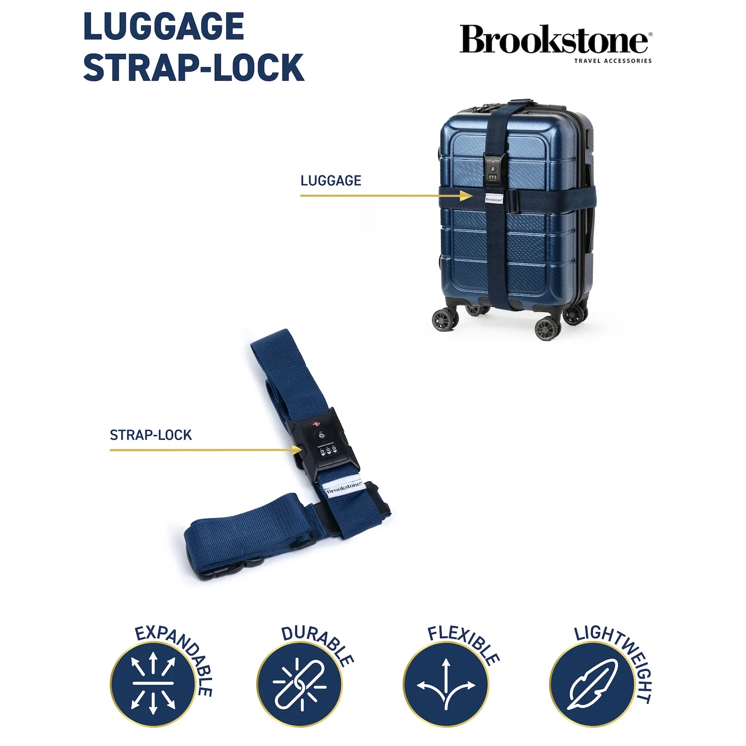 Brookstone 2 Way Luggage Strap   Combo Lock