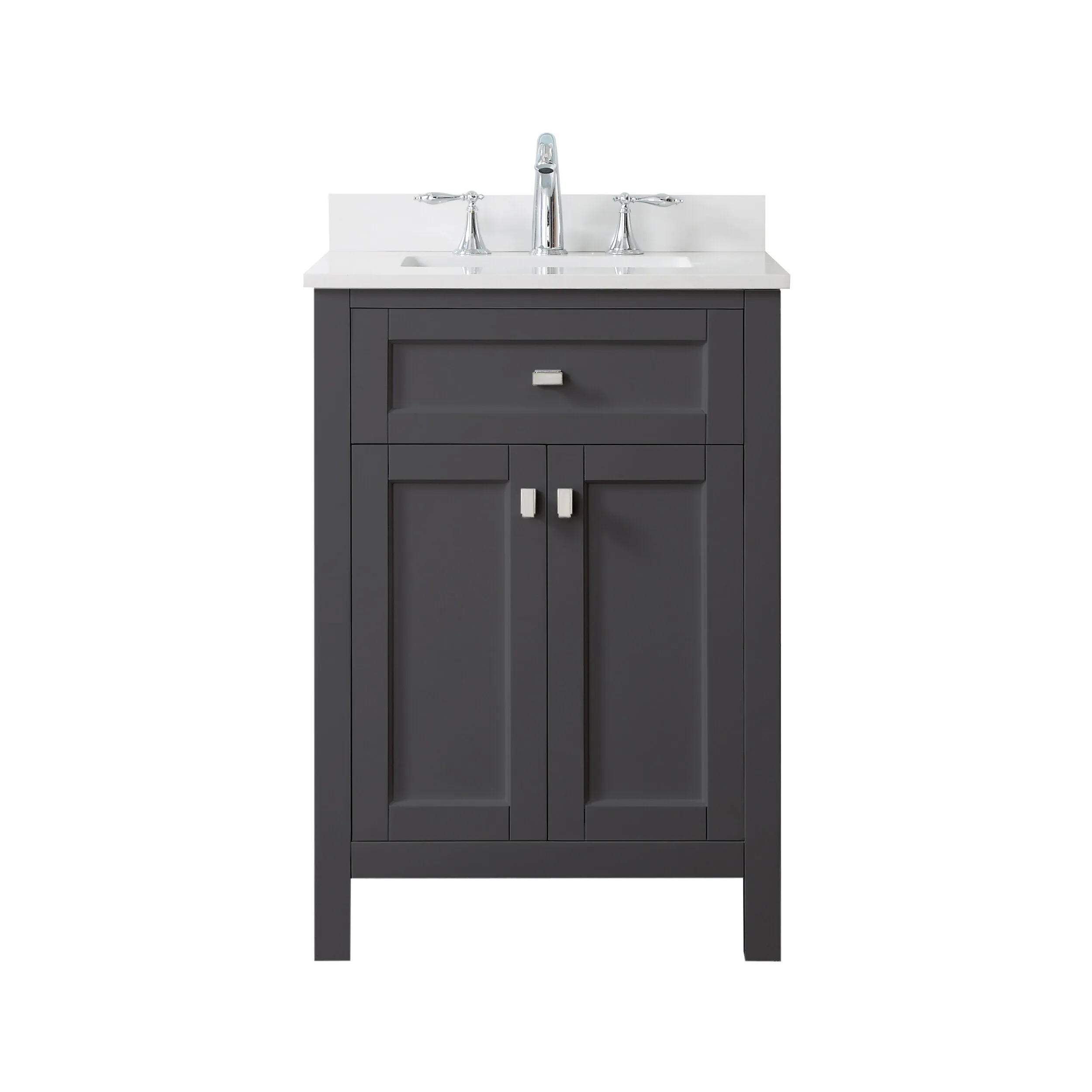 Cahaba CAVJUN24CG Juniper 24 in. Freestanding Vanity with Engineered Stone Top and Ceramic Basin - Charcoal Gray