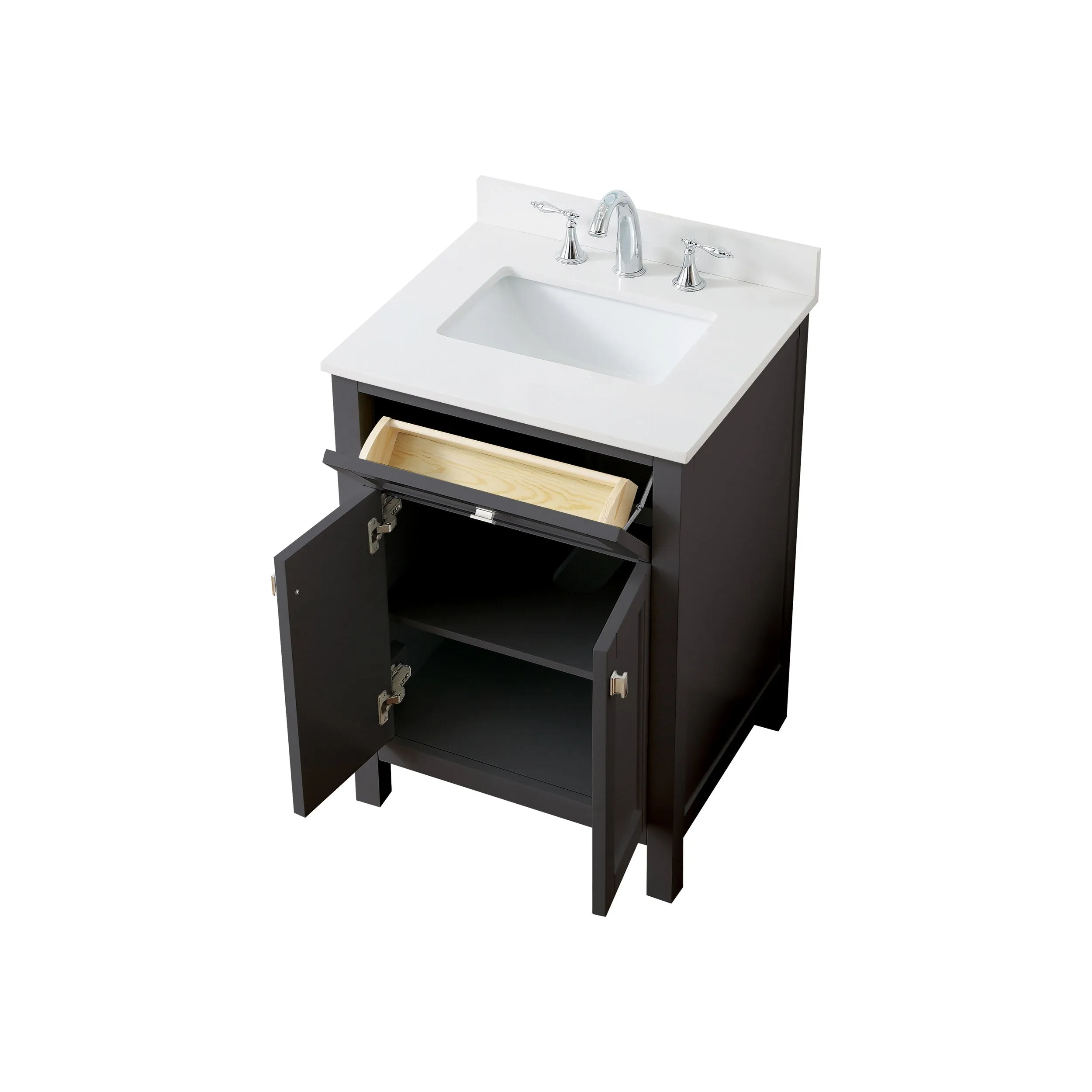 Cahaba CAVJUN24CG Juniper 24 in. Freestanding Vanity with Engineered Stone Top and Ceramic Basin - Charcoal Gray