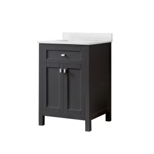 Cahaba CAVJUN24CG Juniper 24 in. Freestanding Vanity with Engineered Stone Top and Ceramic Basin - Charcoal Gray