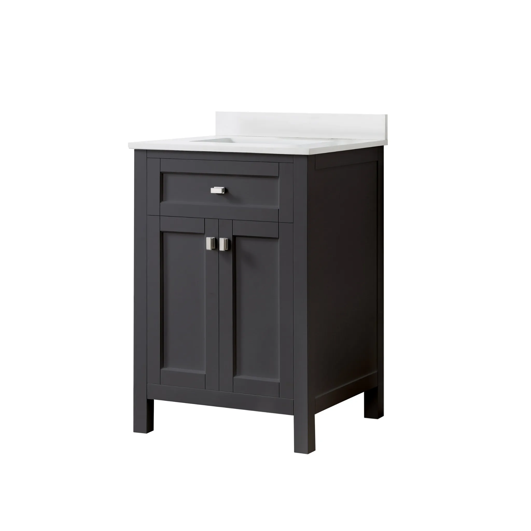 Cahaba CAVJUN24CG Juniper 24 in. Freestanding Vanity with Engineered Stone Top and Ceramic Basin - Charcoal Gray