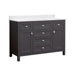 Cahaba CAVJUN48CG Juniper 48 in. Freestanding Vanity with Engineered Stone Top and Ceramic Basin - Charcoal Gray