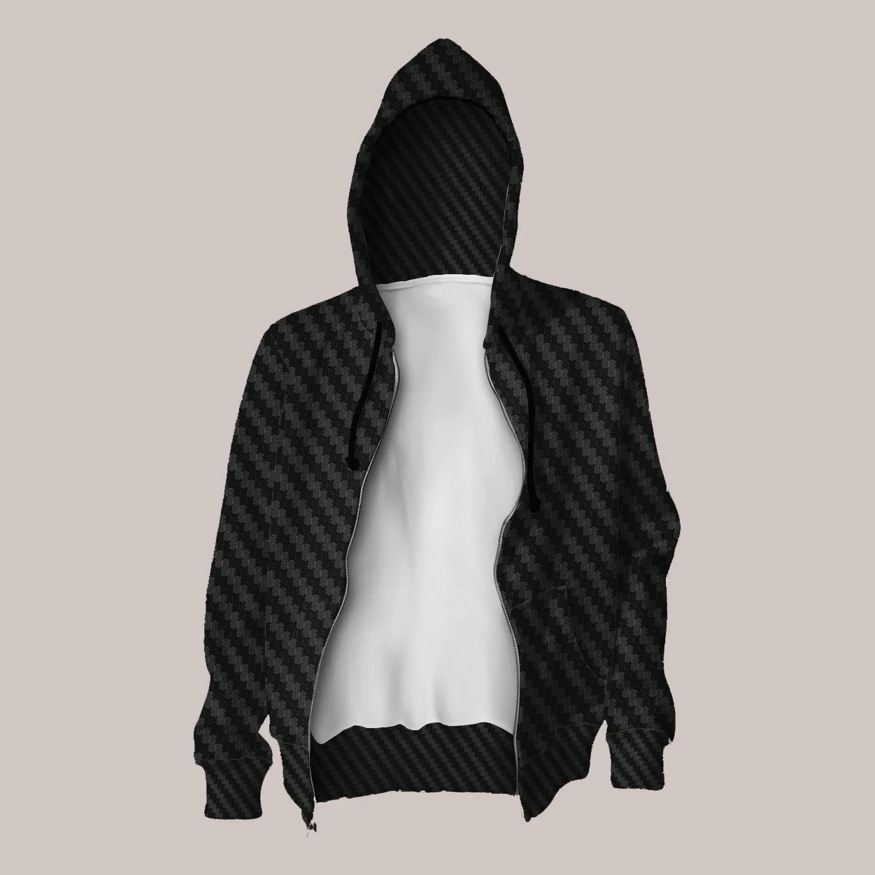 Carbon Hoodie – Sleek Monochrome Psychedelic Art
