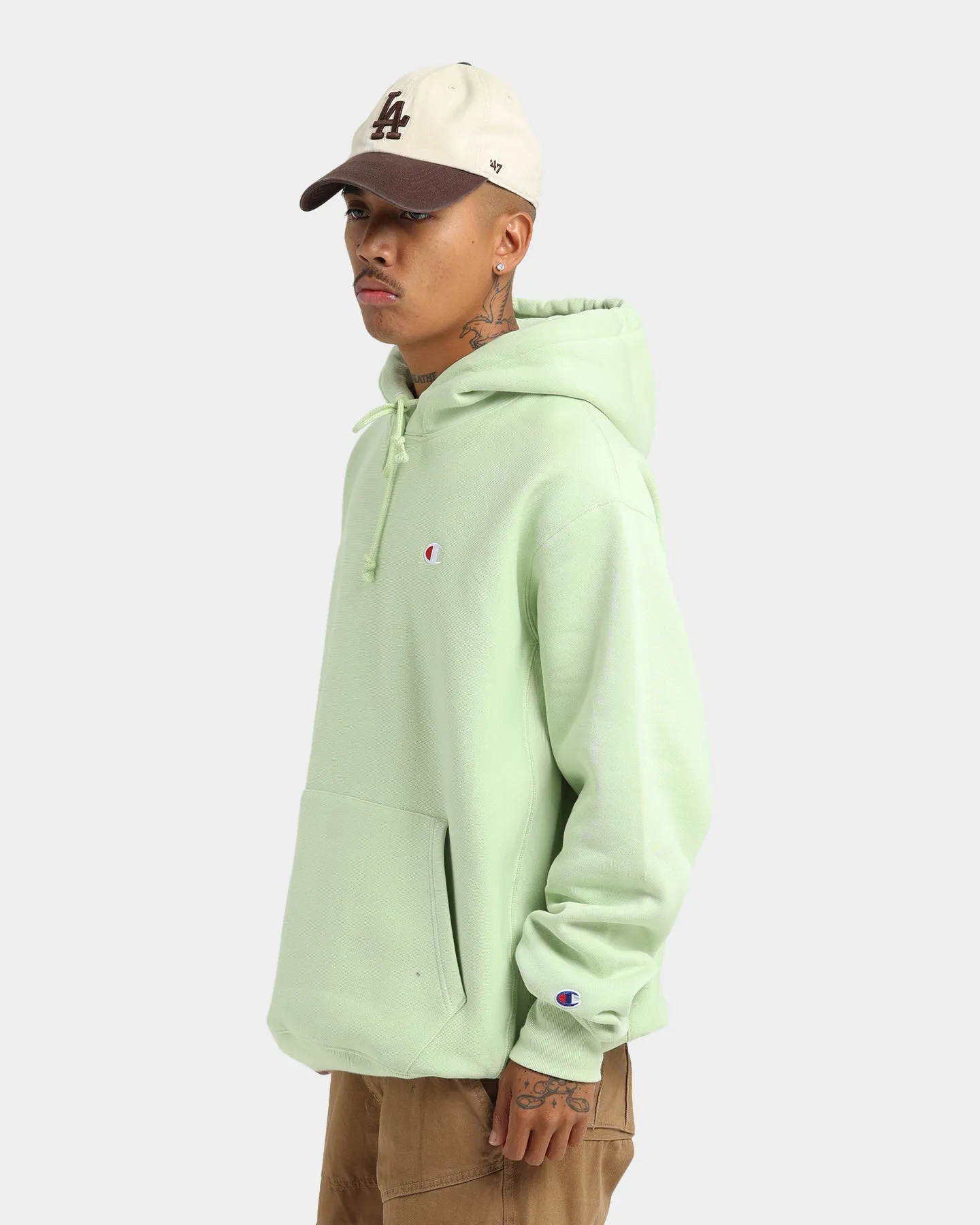 Champion Reverse Weave Small C Hoodie Mint To Green