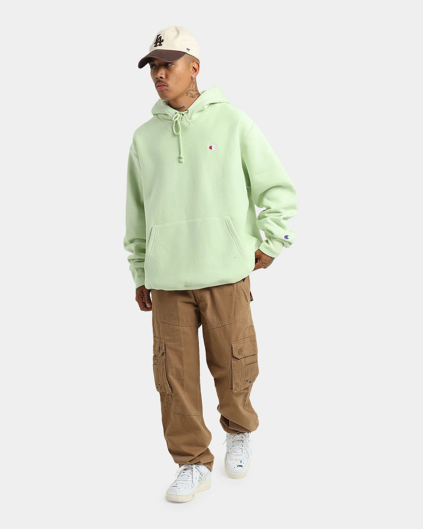Champion Reverse Weave Small C Hoodie Mint To Green
