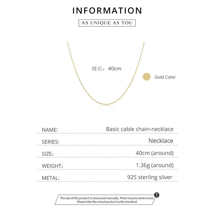 Classic Basic Chain 100% 925 Sterling Silver