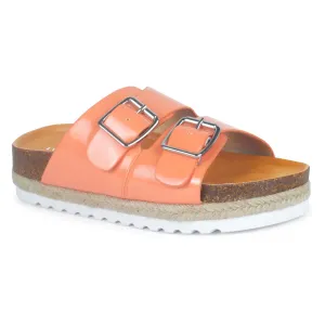 Coral Buckled Espadrille Platforms