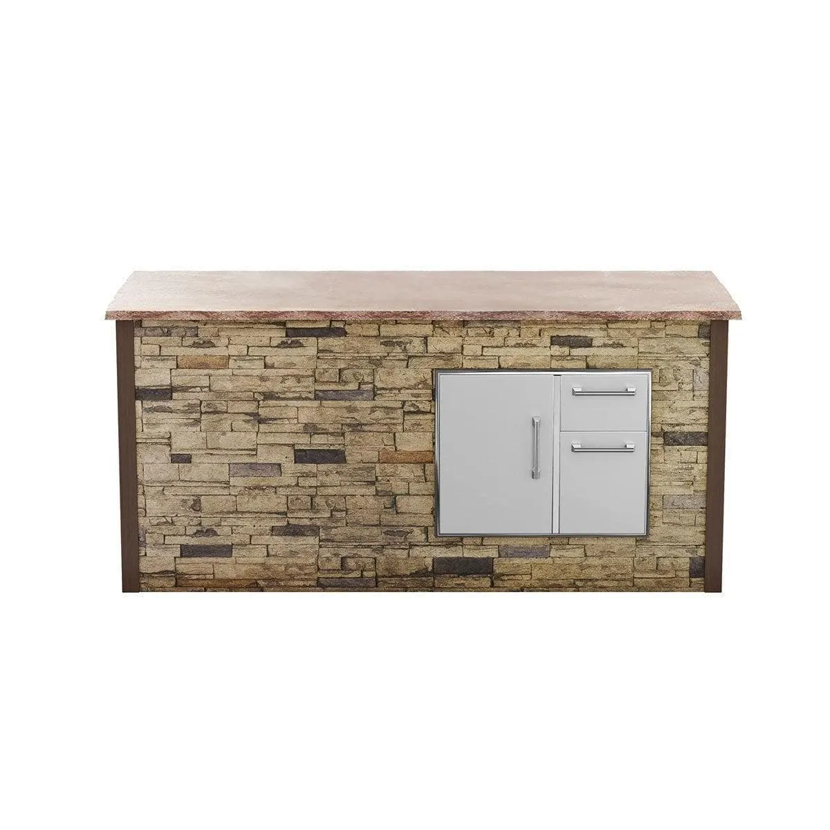 Coyote 8ft Island Storage with Brown Stone Bar on Right RTAC-B8-SR-SB