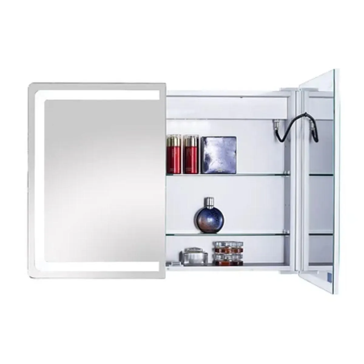 Edison 34 In. X 24 In. Tri-color LED Dual Door Cabinet Mirror With Touch On/Off Dimmer Function