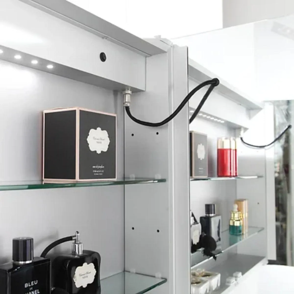 Edison 34 In. X 24 In. Tri-color LED Dual Door Cabinet Mirror With Touch On/Off Dimmer Function