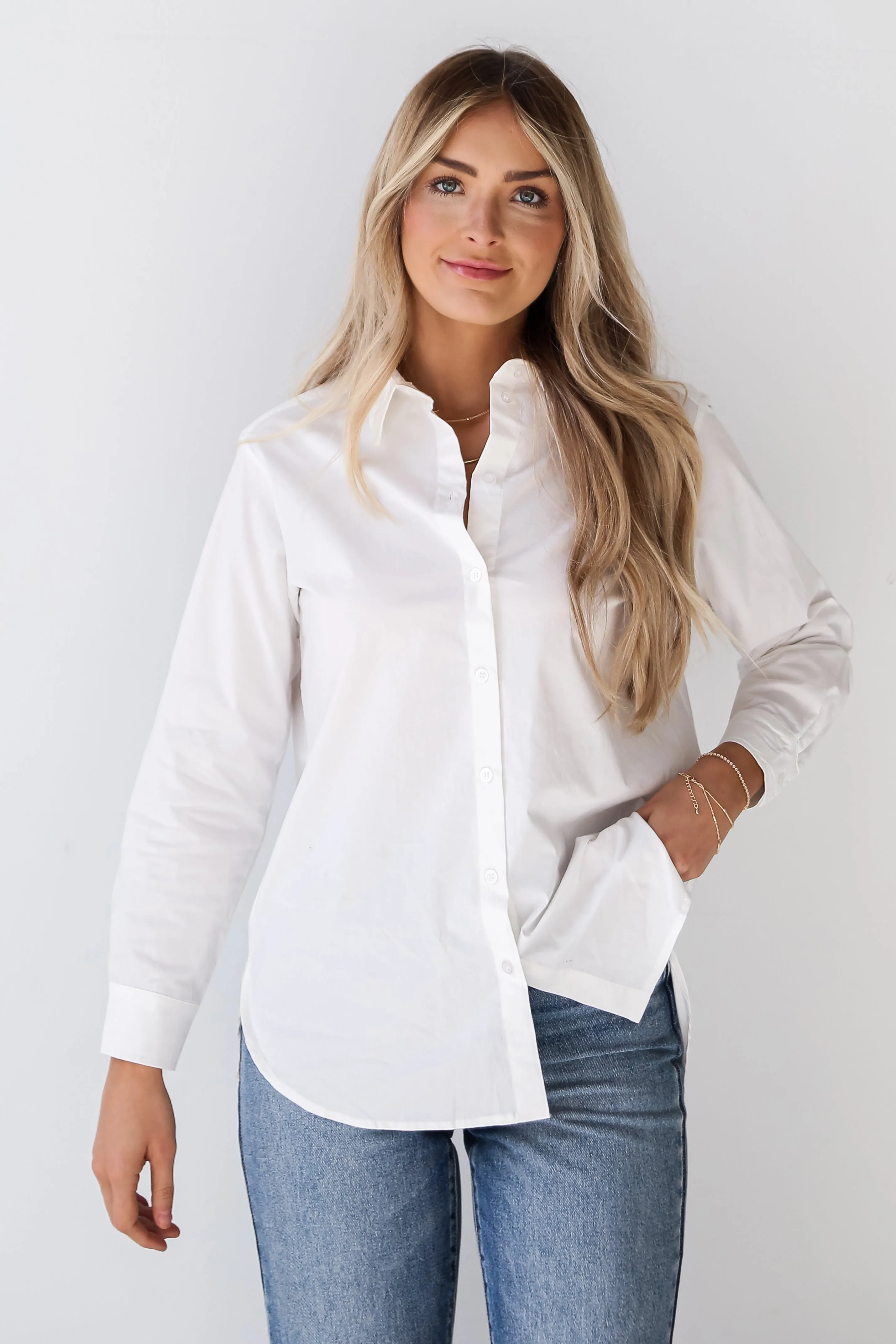 FINAL SALE - Chic Purpose Off White Button-Up Blouse