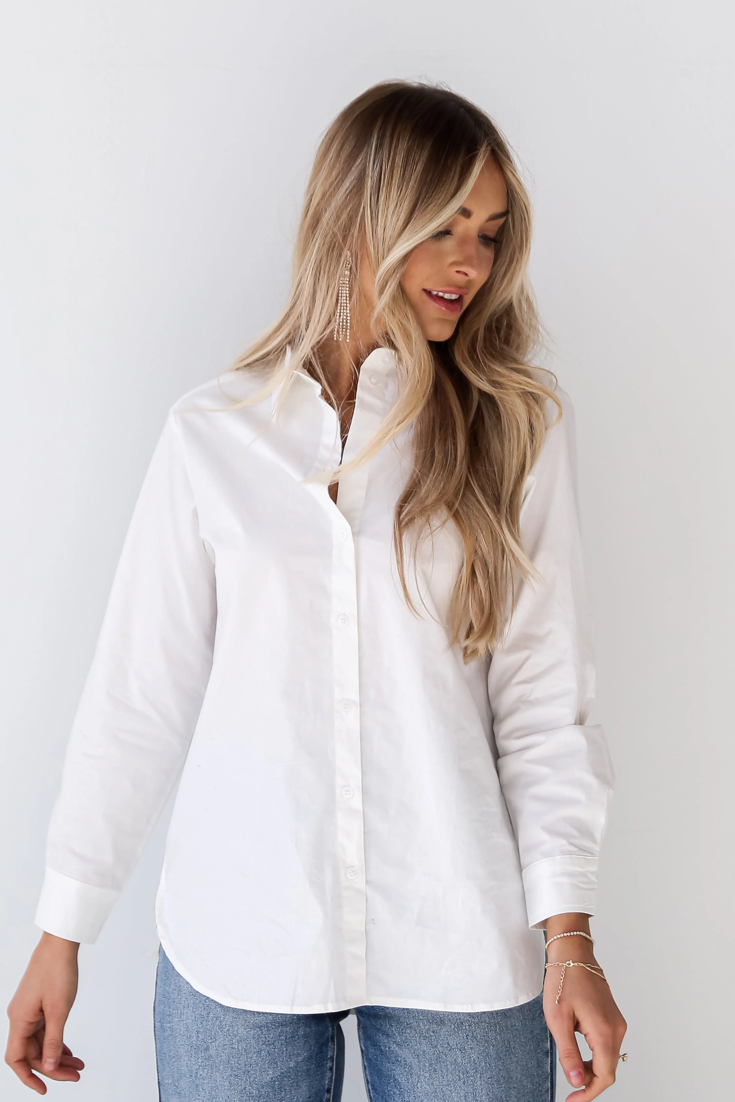 FINAL SALE - Chic Purpose Off White Button-Up Blouse