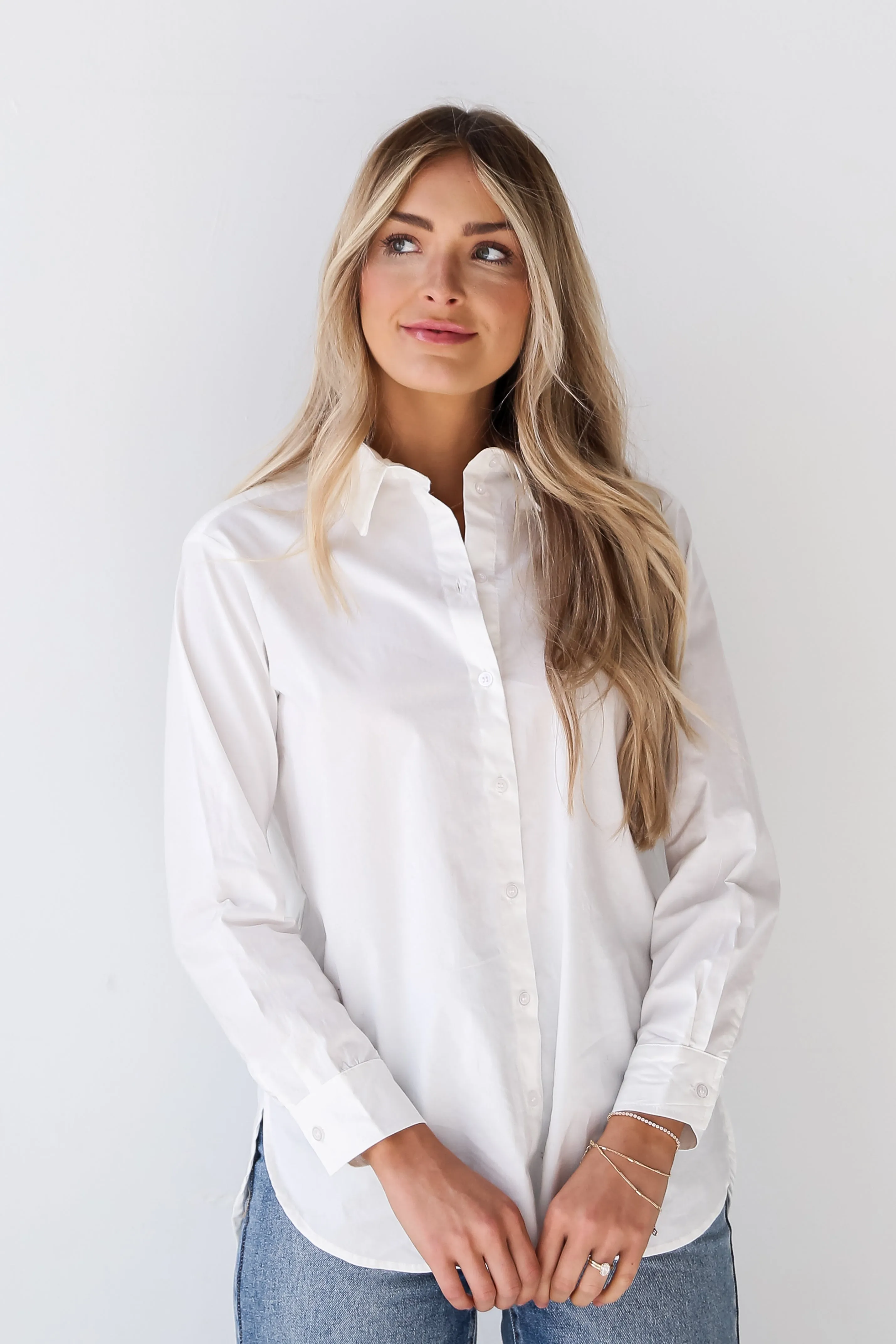 FINAL SALE - Chic Purpose Off White Button-Up Blouse