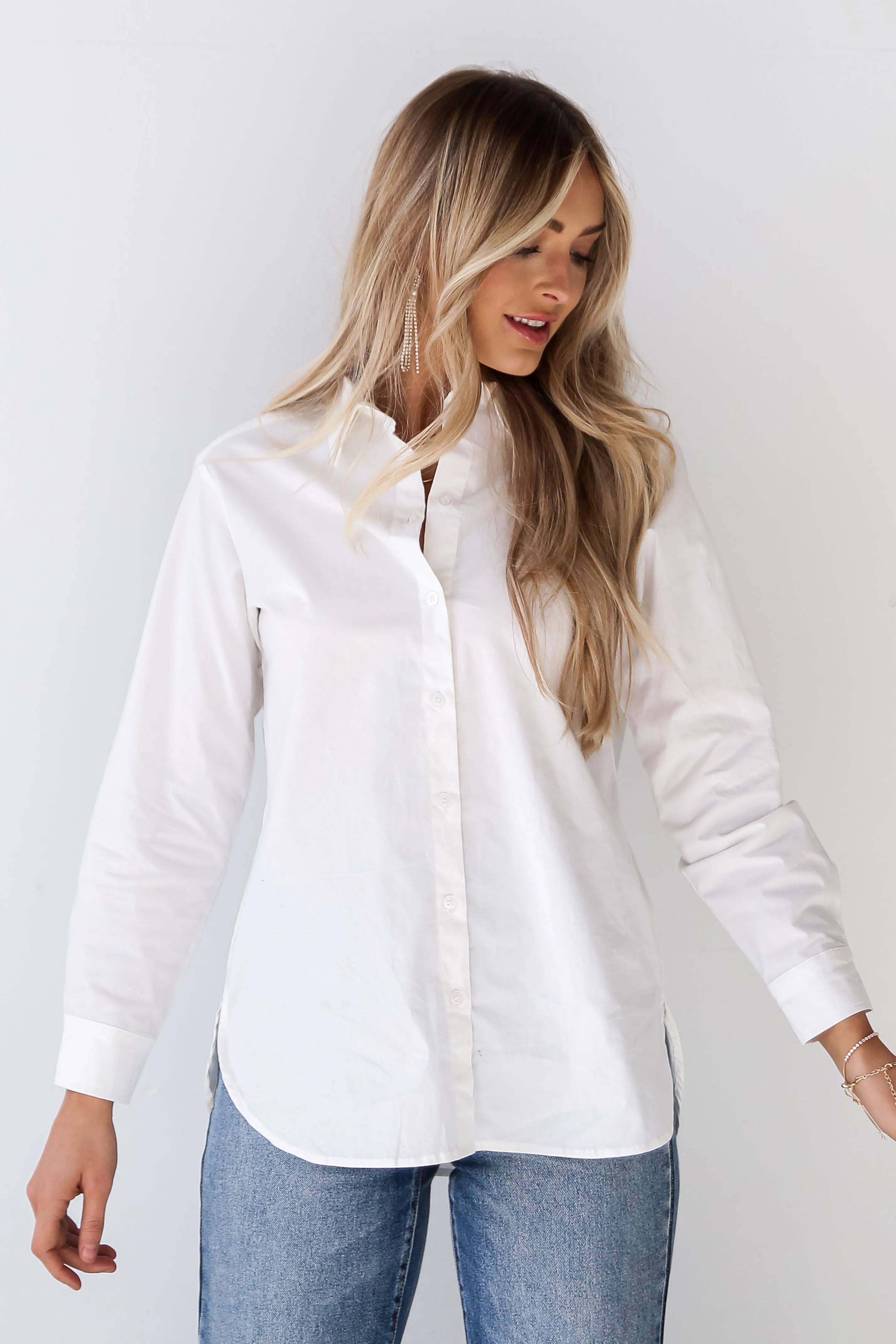 FINAL SALE - Chic Purpose Off White Button-Up Blouse