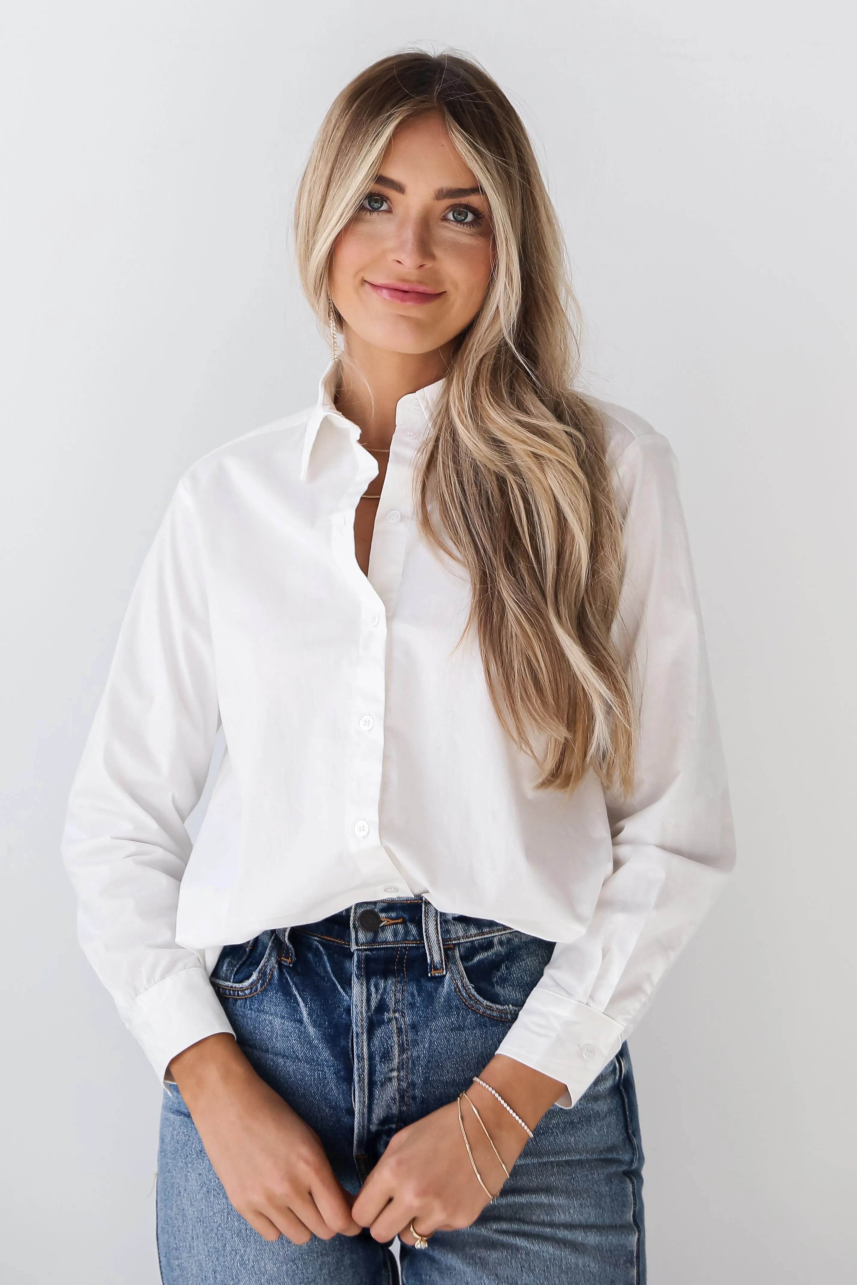 FINAL SALE - Chic Purpose Off White Button-Up Blouse
