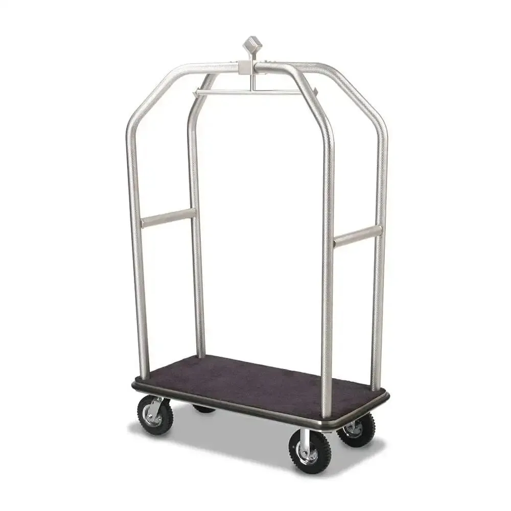 Forbes Industries 2510-DT 43" Specialty Luggage Cart Tubular Superstructure Black Pneumatic Wheels in Chrome Plated Hubs