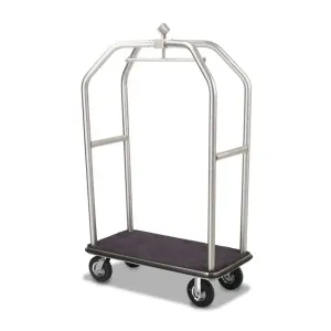 Forbes Industries 2510-DT 43" Specialty Luggage Cart Tubular Superstructure Black Pneumatic Wheels in Chrome Plated Hubs