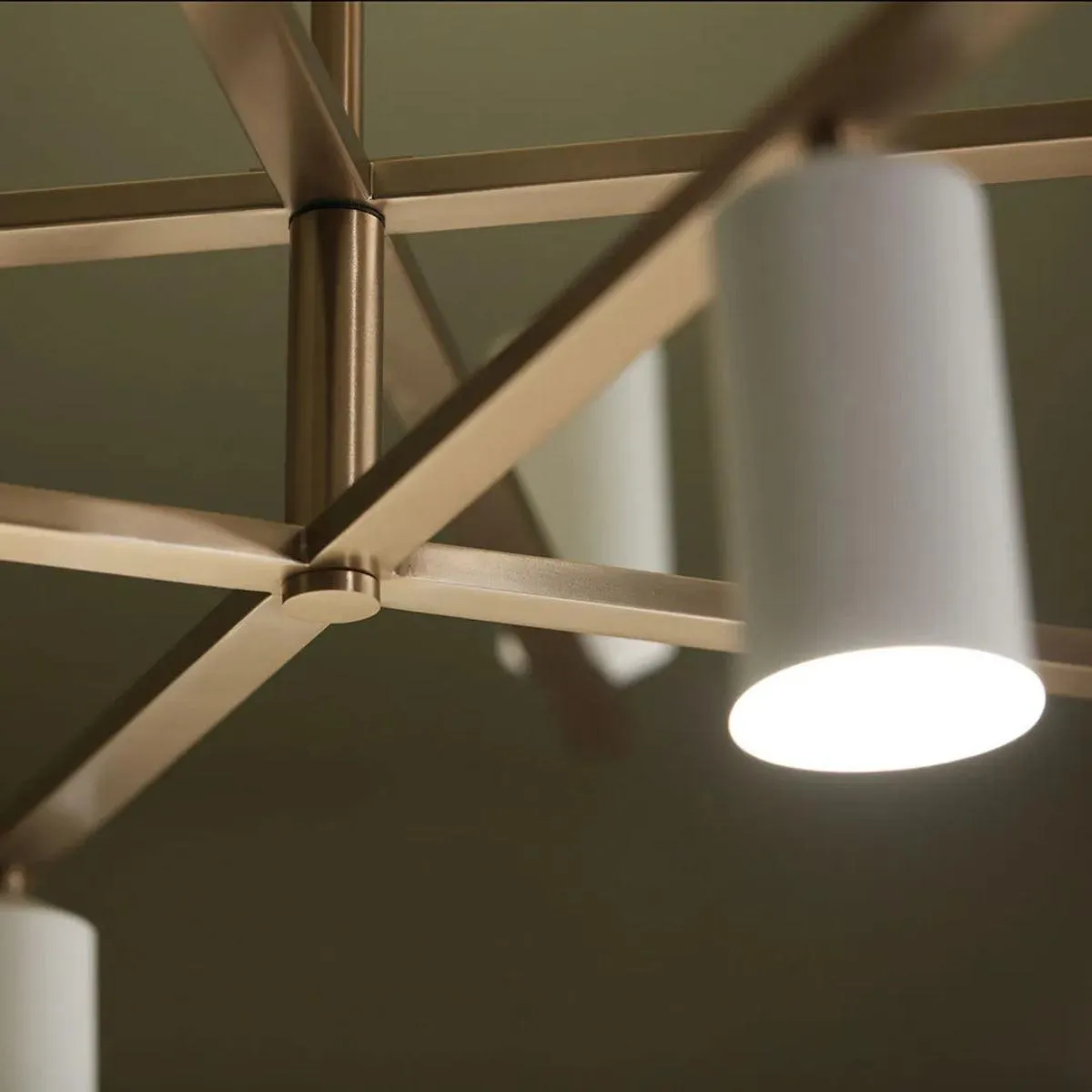 Gala 56" 12-Light Chandelier Multi-Tier with Metal cylinder shade, Champagne bronze and white Finish
