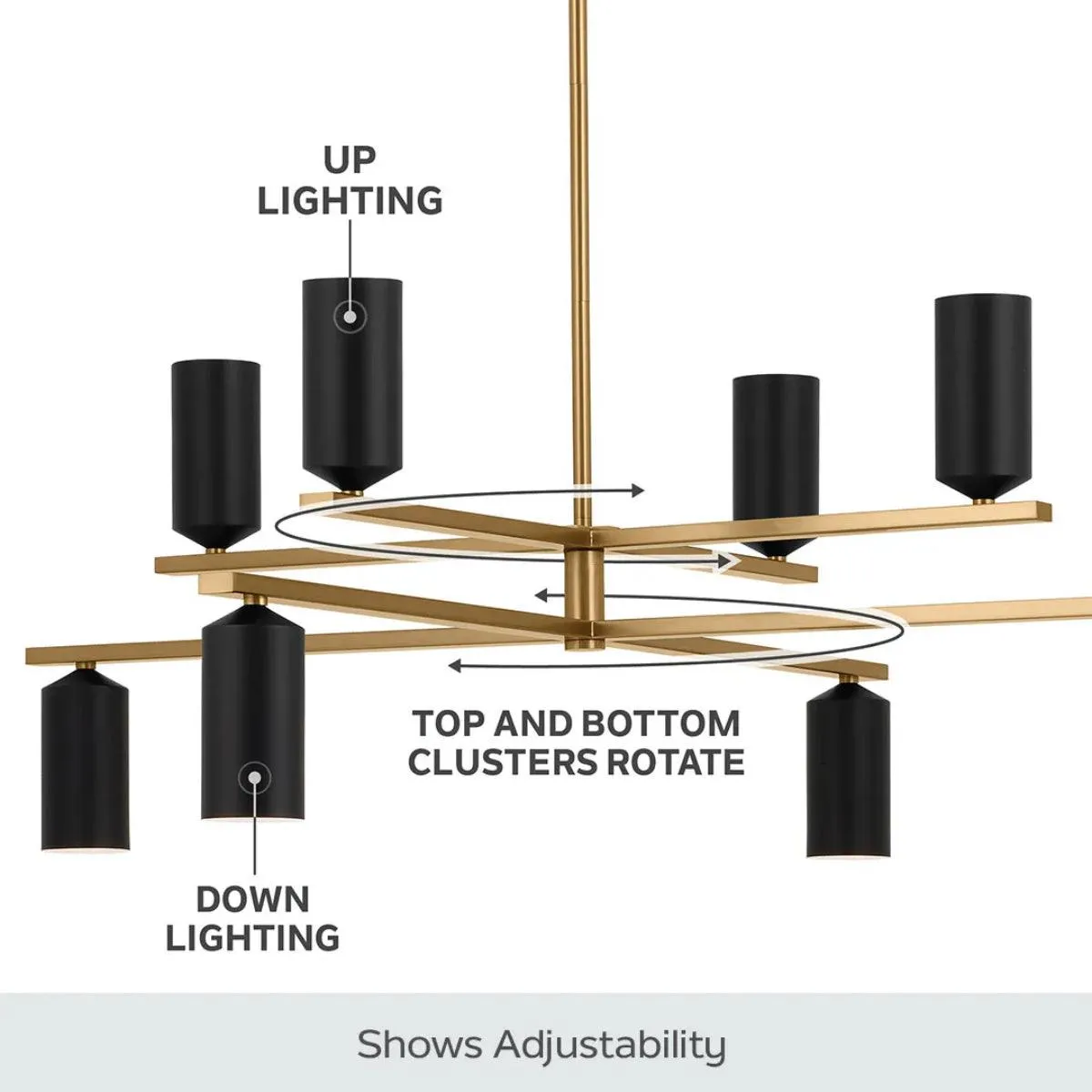 Gala 56" 12-Light Chandelier Multi-Tier with Metal cylinder shade, Champagne bronze and white Finish