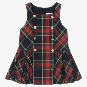 Girls Blue & Red Tartan Pinafore Dress