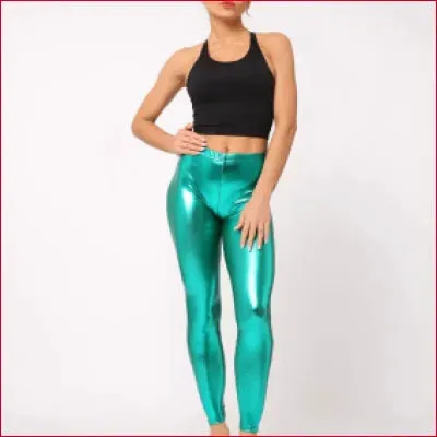 Green Disco Pants - Metallic Shiny Candy Leggings