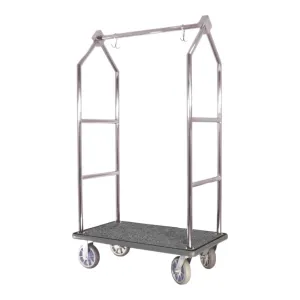 Hospitality 1 Source BCF105BL Contemporary Bellman's Cart — Black - 8" semi-pneumatic wheels