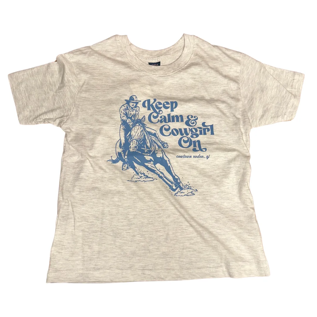Kid's Cowtown Rodeo Keep Calm Barrel Racer T-Shirt 24407Y-145 In Oatmeal