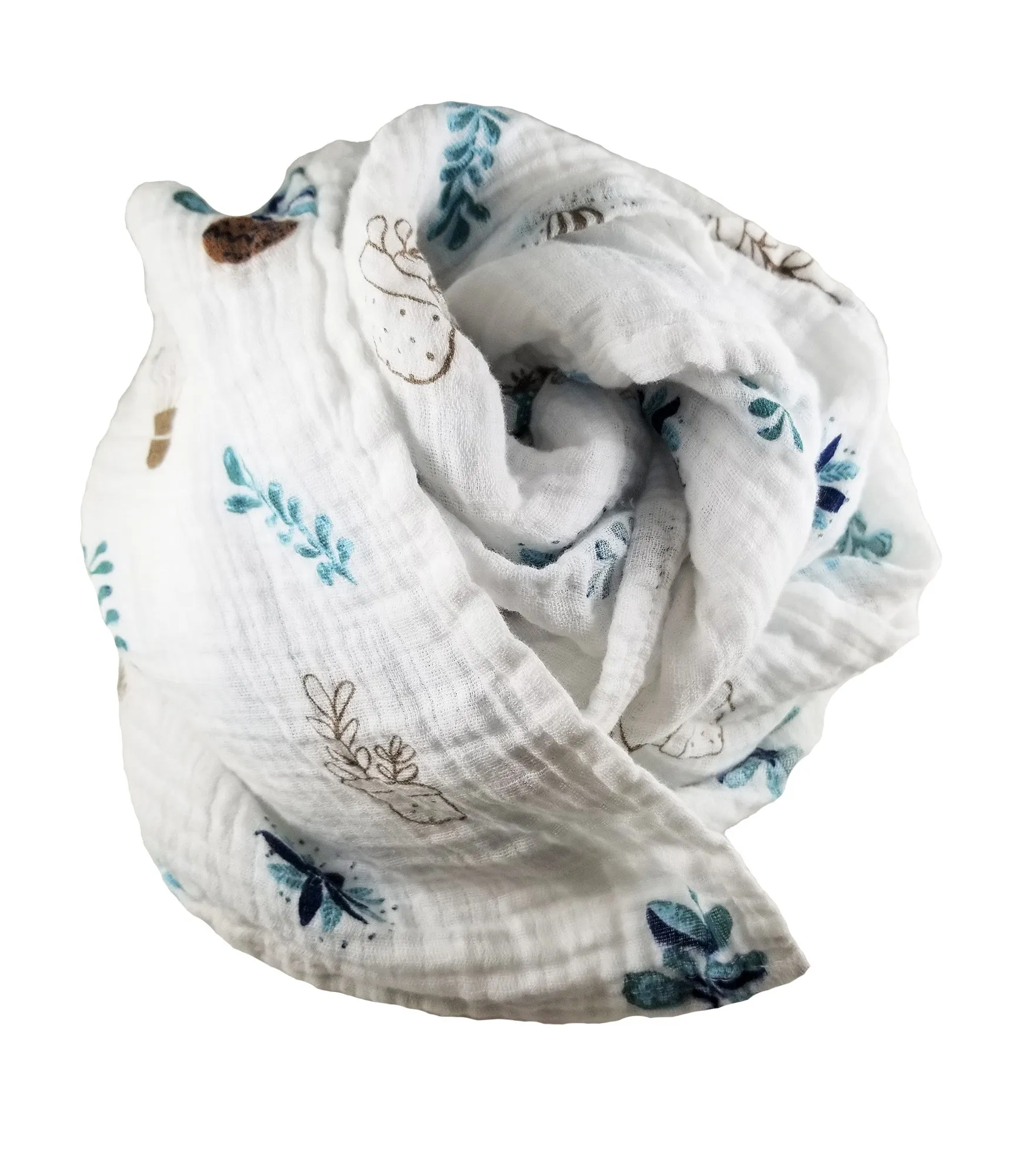 Lightweight Baby Blanket- 2 Pack with Travel Bag- Blush Floral and Blue Cactus