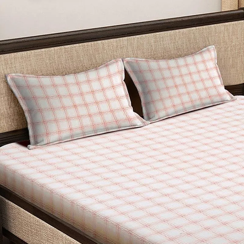 Milly Checkered Bedsheet - Pink