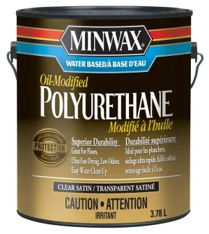 Minwax® Water Based Oil-Modified Polyurethane, Satin, Clear, 3.78 L