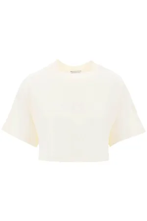 MONCLER cropped t-shirt with sequin logo