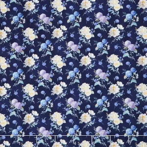 Morning Blooms - Floral Toss Navy Yardage