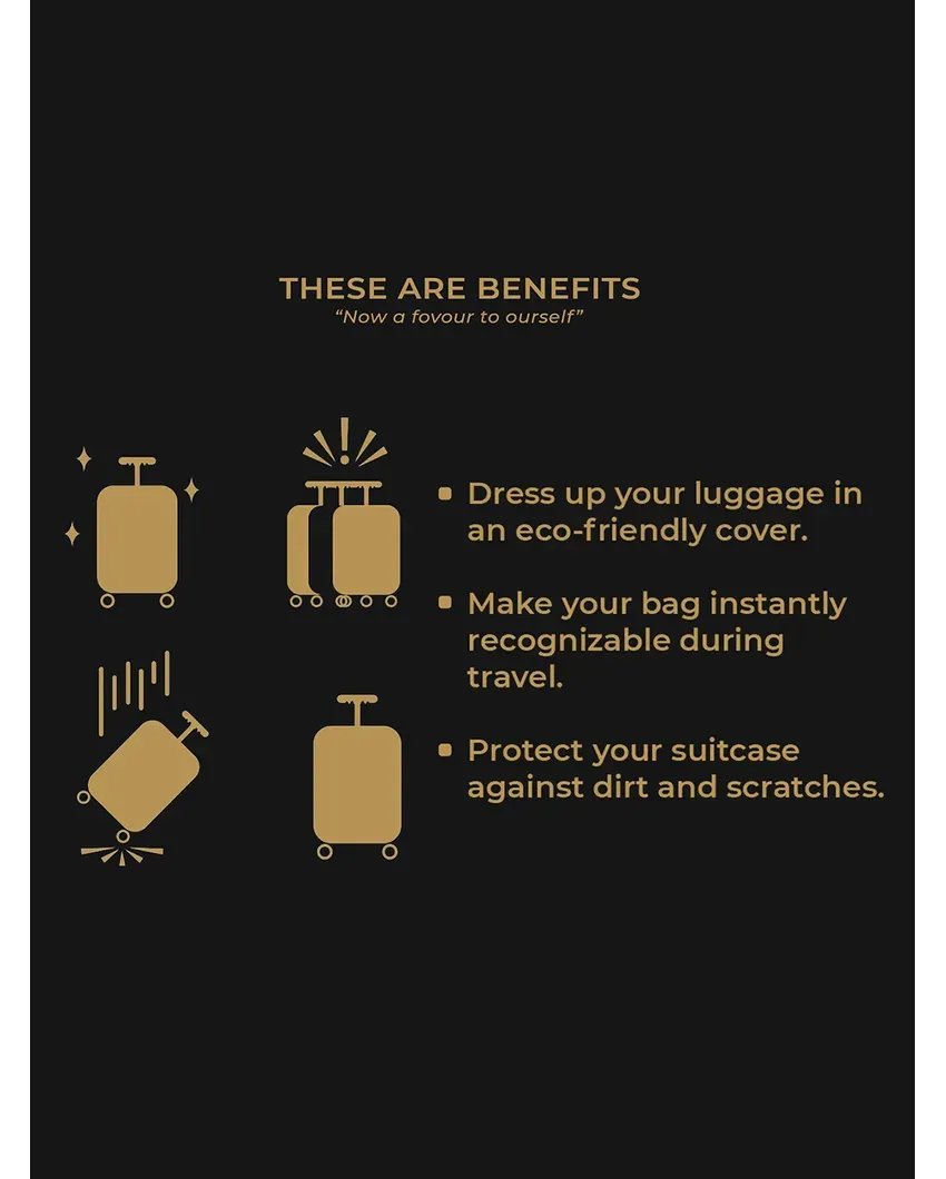 ONLY LUGGAGE COVER | Elegant Black Polyester Stretchable Printed Protective Luggage Bag Cover