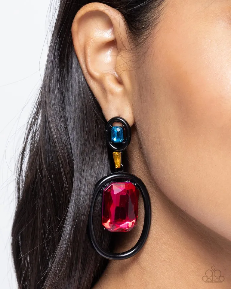 Paparazzi Earring ~ Dipped in Dazzle - Black