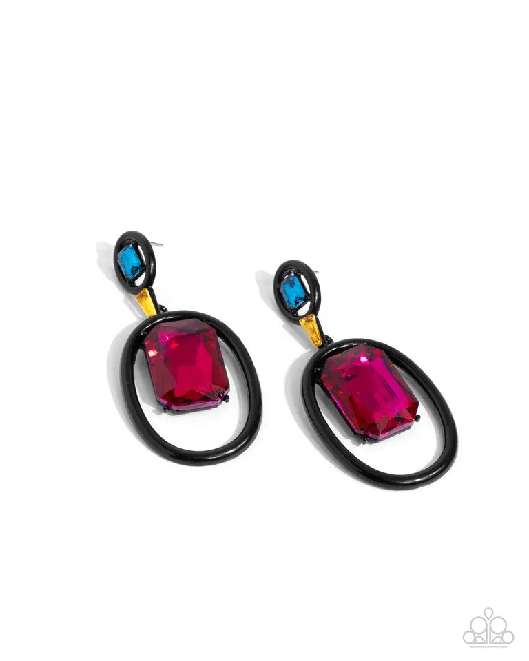 Paparazzi Earring ~ Dipped in Dazzle - Black