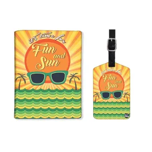Passport Organizer Travel Case with Single Baggage Tag - Fun And Sun