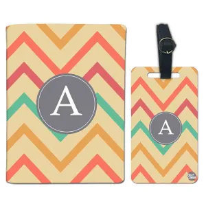 Personalised Passport Cover and Baggage Tag Combo - Colorful Wave Pattern