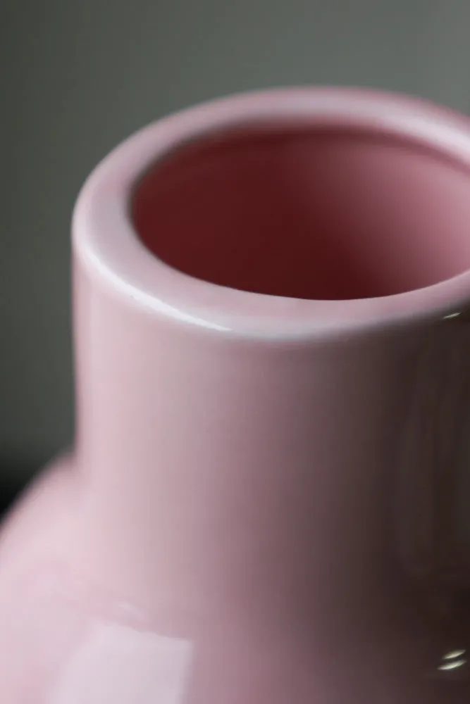 Pink Ceramic Vase With Luscious Red Lips