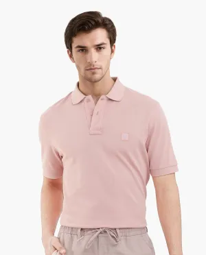 Rare Rabbit Mens Paret-Pastel Pastel Peach Short Sleeve Embroidered Logo Solid Polo T-Shirt
