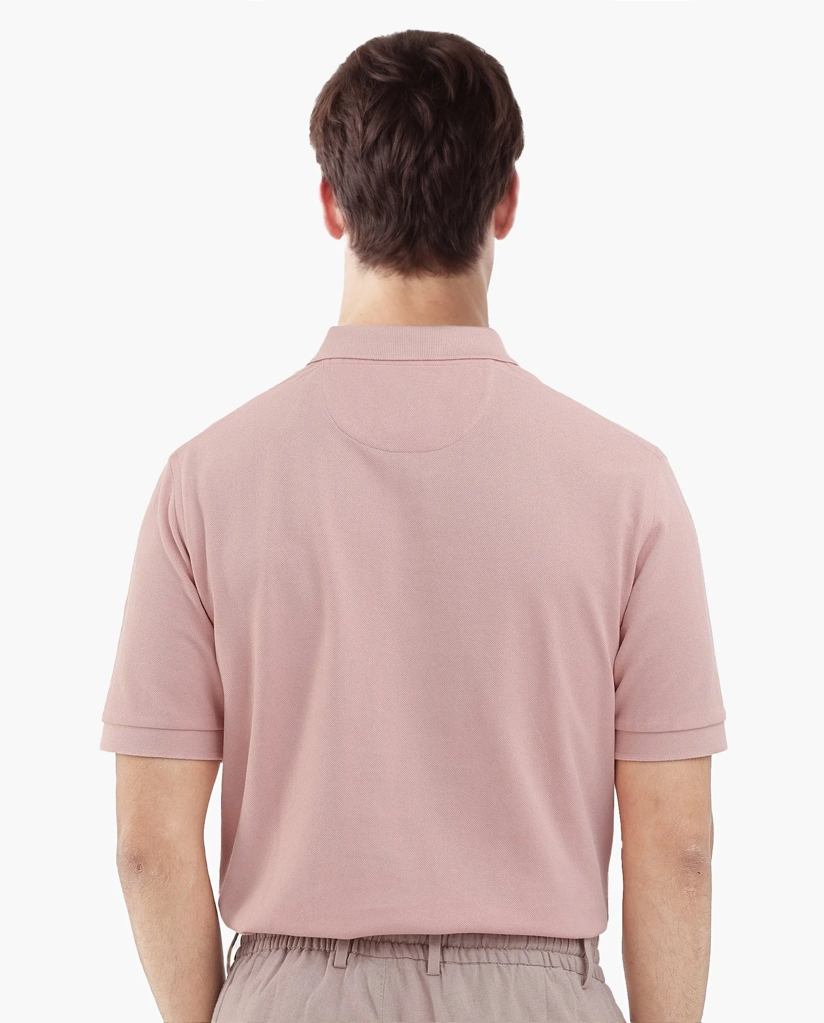 Rare Rabbit Mens Paret-Pastel Pastel Peach Short Sleeve Embroidered Logo Solid Polo T-Shirt