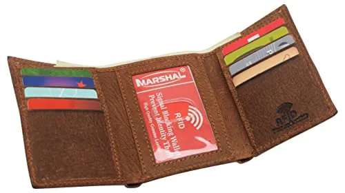 Skull Bone Men's RFID Blocking Real Leather Bifold Trifold Wallet