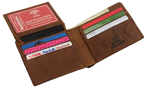 Skull Bone Men's RFID Blocking Real Leather Bifold Trifold Wallet
