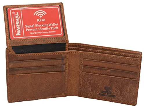 Skull Bone Men's RFID Blocking Real Leather Bifold Trifold Wallet