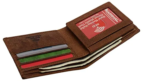 Skull Bone Men's RFID Blocking Real Leather Bifold Trifold Wallet