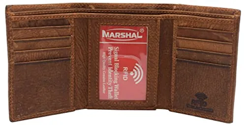 Skull Bone Men's RFID Blocking Real Leather Bifold Trifold Wallet